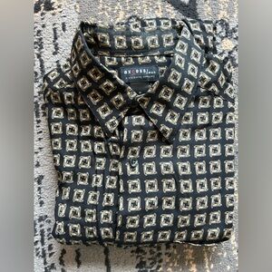 Axcess men Liz Claiborne Black and Cream Patterned Button Dress Shirt